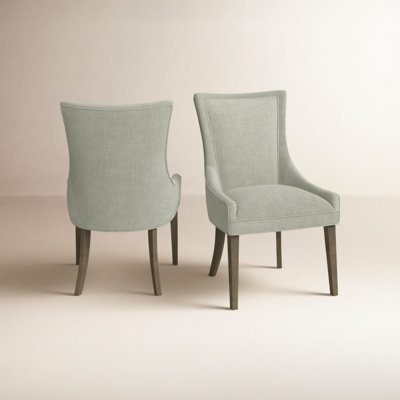 Ultra Light Green Multi Upholstered Dining Chairs with High-Back Design and Solid Wood Legs