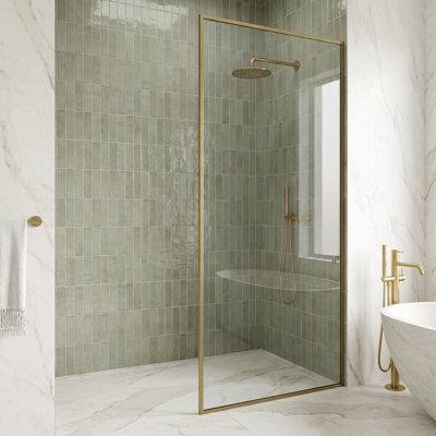 Écran de douche à cadre fixe de l 34 po x H 74 po avec verre de 3/8 po Meridian