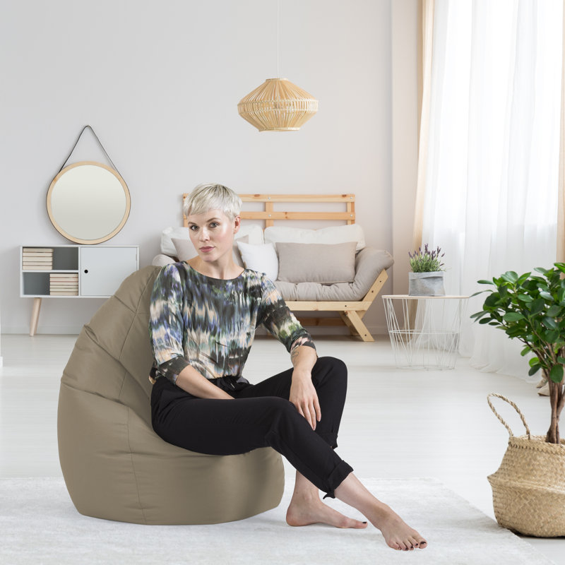 Brava Standard Bean Bag Chair & Lounger, Khaki 100% Polyester