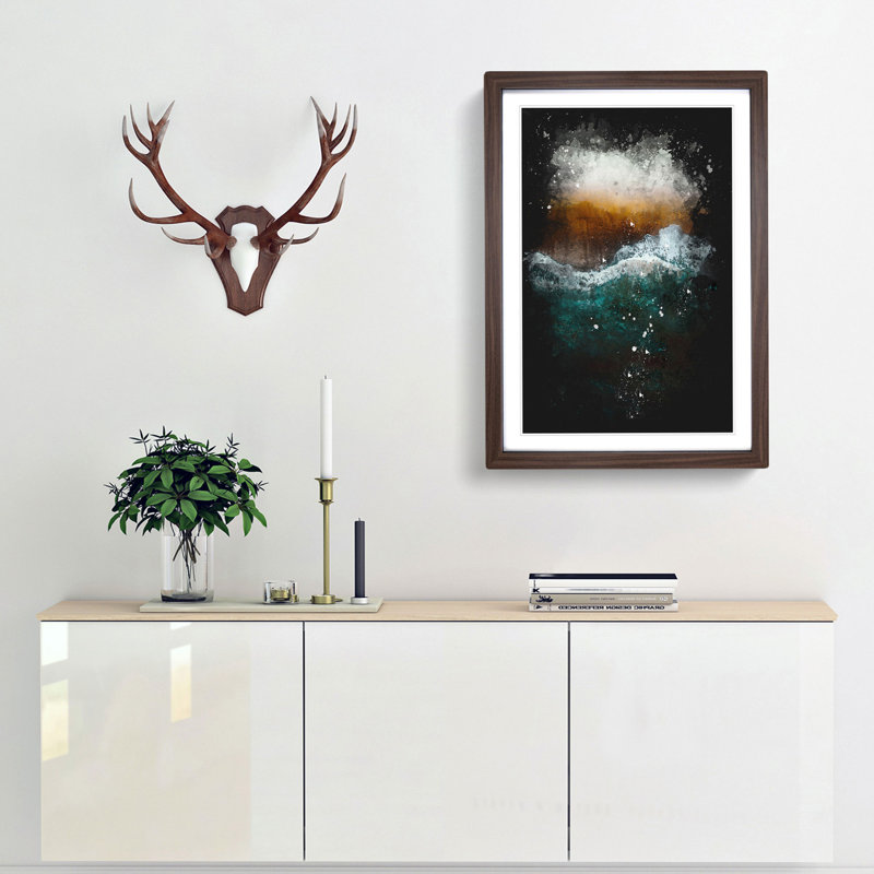 Beach in Santa Monica - Picture Frame Painting Print, Walnut Framed, 87cm H x 62cm W x 2cm D