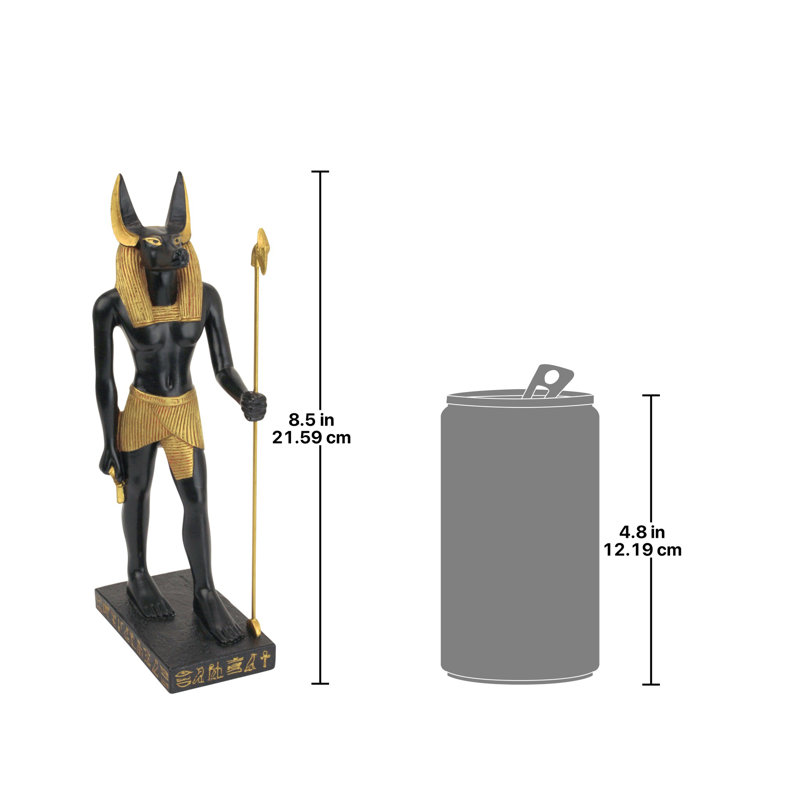 Anubis Black and Gold Resin Egyptian God Statue, 8.5 inches
