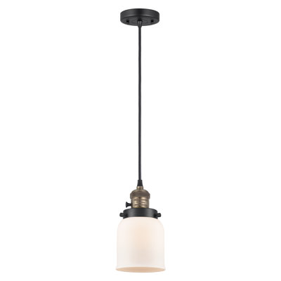 Franklin Restoration - Amberlynn - Mini luminaire suspendu à cordon de 5 po - Interrupteur marche / arrêt - Ampoule DEL - Finition chrome - Abat-jour blanc