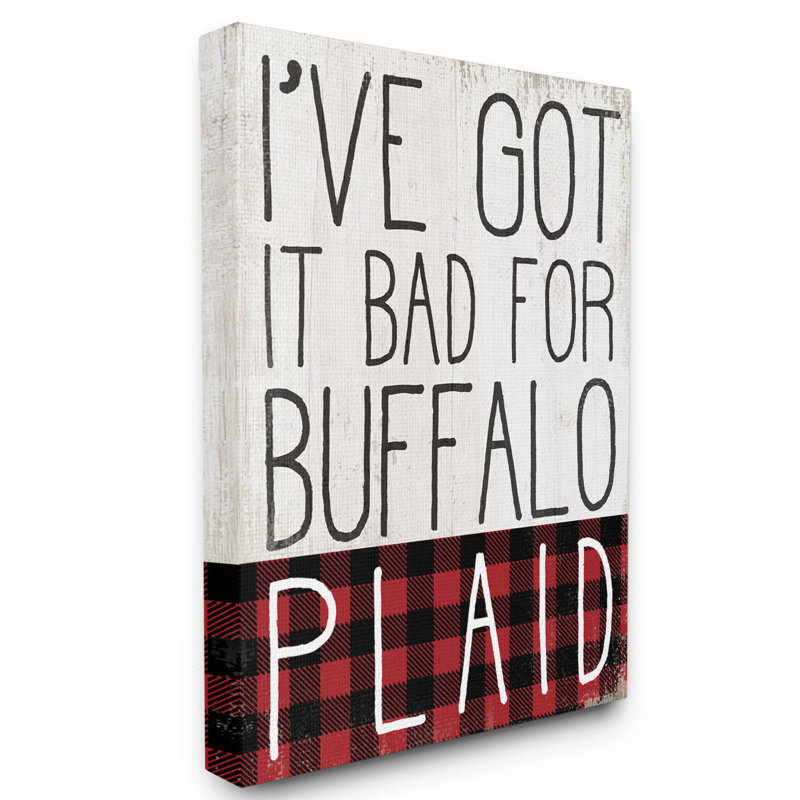 «Bad For Buffalo Plaid Funny Seasonal Autumn Fall Word Design», art textuel, H 20 po x l 16 po, Toile tendue
