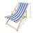 Populus Wood Sling Chair Blue Stripe Broad Blue Stripe (Color: Dark Blue) Folding Chaise Lounge Chair-2PCS