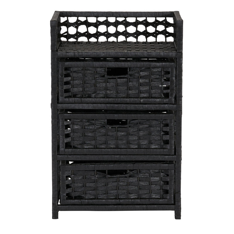 Commode de rangement 3 tiroirs Pollark, Noir