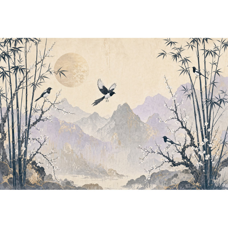 Papier peint chinois amovible chinois, 100 po x 96 po, Texturé non collé