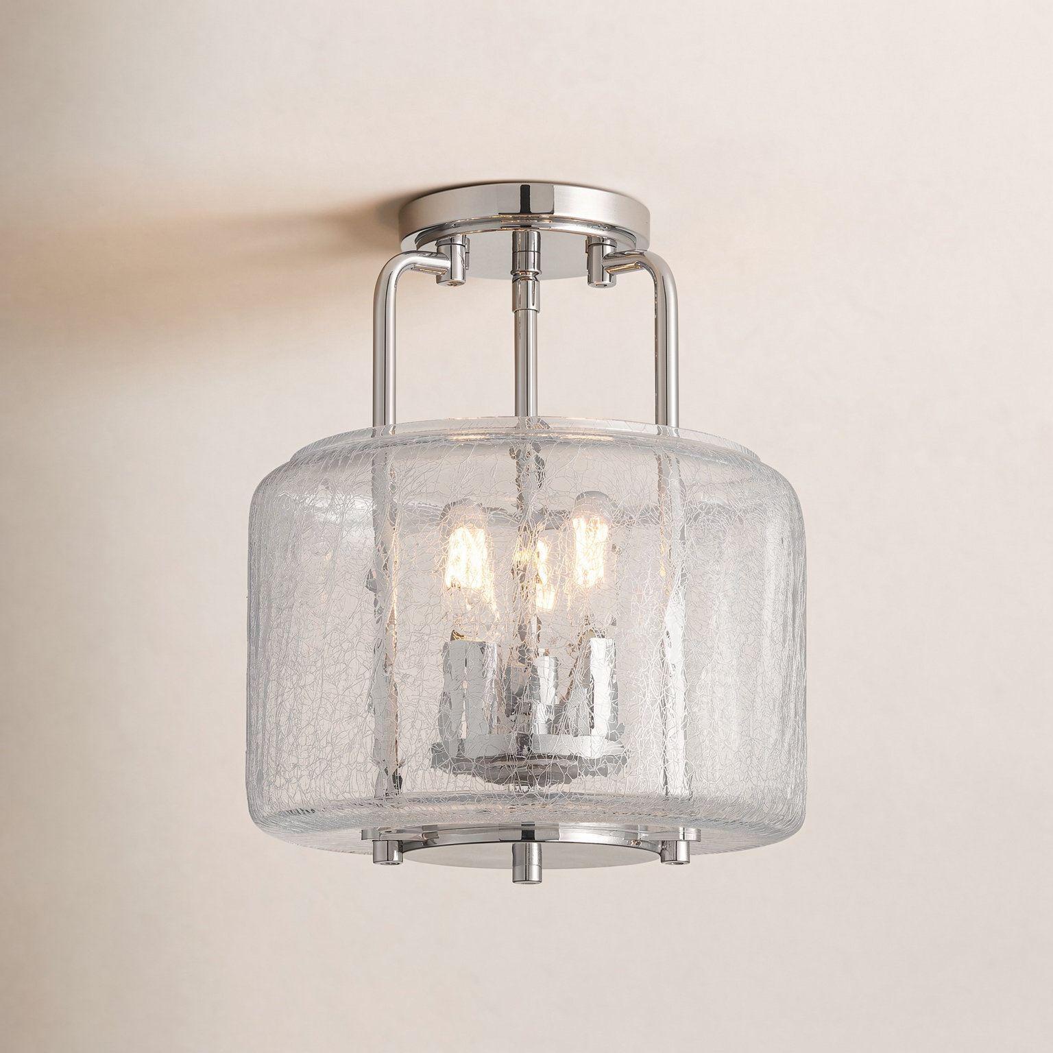 Dottie 3-Light Semi Flush Mount, Polished Nickel