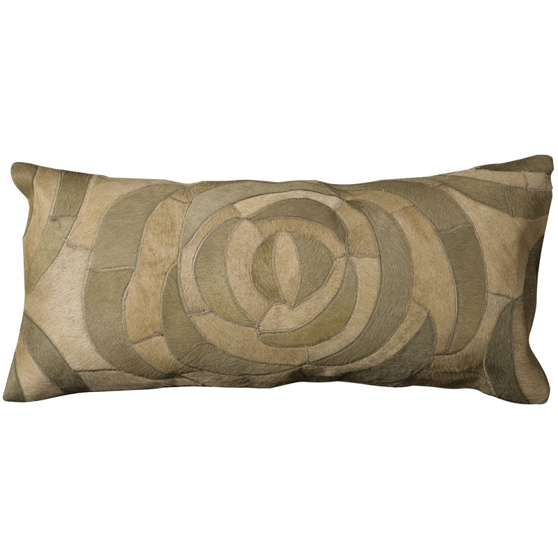 Coussin lombaire en cuir naturel / suède, sauge