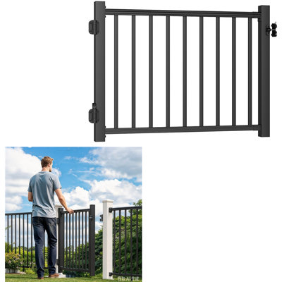 Portail de terrasse en aluminium de 91 cm x 122 cm, barrière de sécurité extérieure pour terrasse, patio, porche, escaliers, barrière antirouille pour animaux de compagnie, installation facile