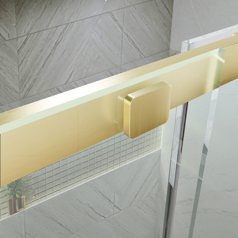 56-60 in. W x 74 in. H Single Sliding Frameless Shower Door in Brushed Gold with Clear SGCC Tempered Glass, Brushed Gold
