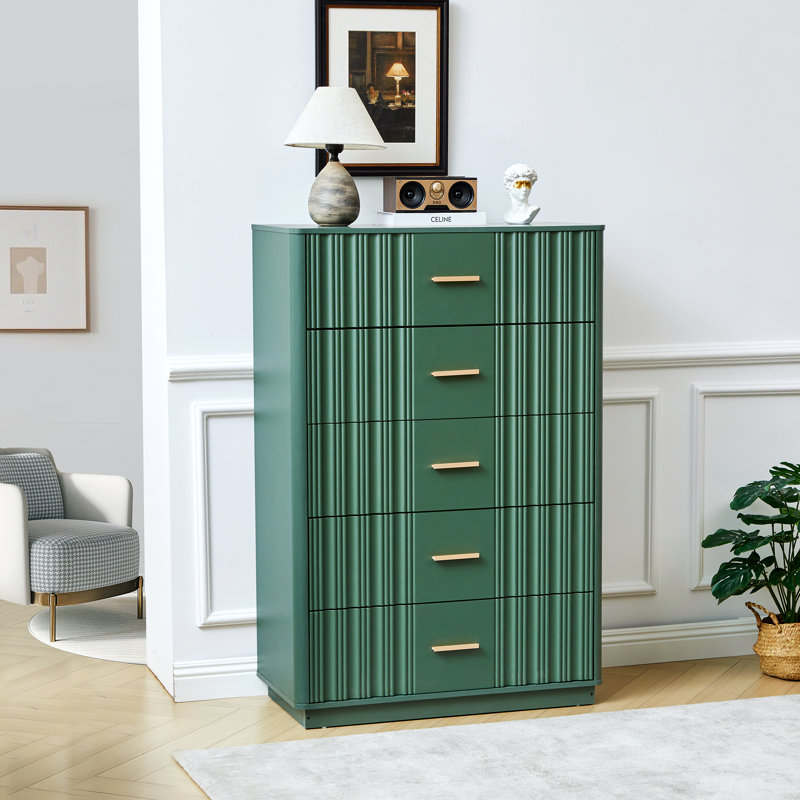 Commode à 5 tiroirs avec commode, Vert
