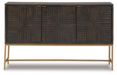 Elinmore 58" Brown and Gold Geometric Accent Cabinet