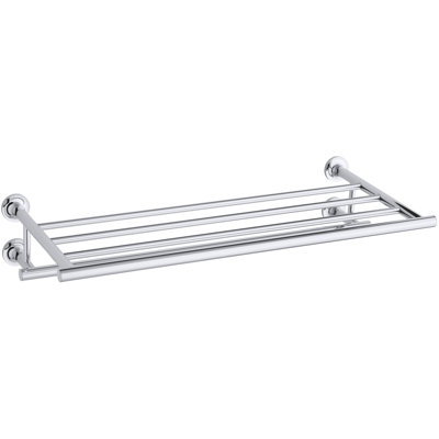 Purist 24" Hotelier Metal Wall-Mount Bathroom Shelf, Towel Holder