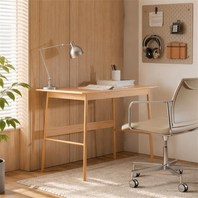 Bureau d'ordinateur moderne en bambou avec cadre renforcé pour le bureau à domicile et la configuration du poste de travail (seul le bureau inclut)