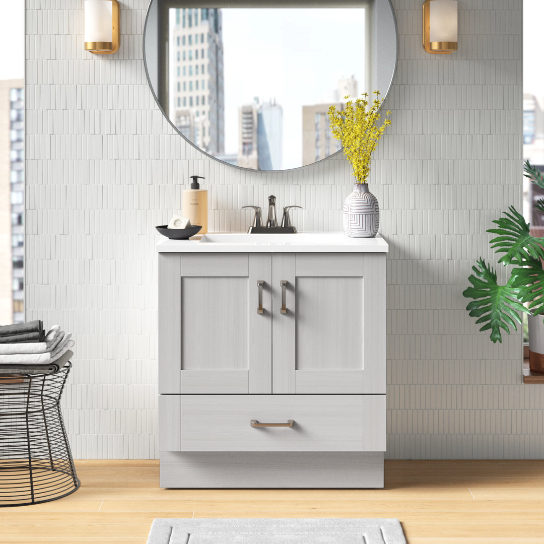 30.5" Single Bathroom Vanity With Cultured Marble Top Mercury Row® Base 