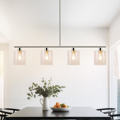 Luminaire suspendu linéaire en verre à intensité variable pour îlot de cuisine à 5 lumières de 5,9 po (l) à hauteur réglable