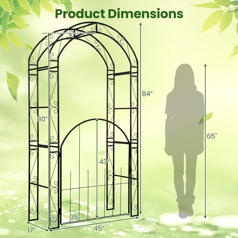 Tonnelle de jardin 84 po avec barrière
