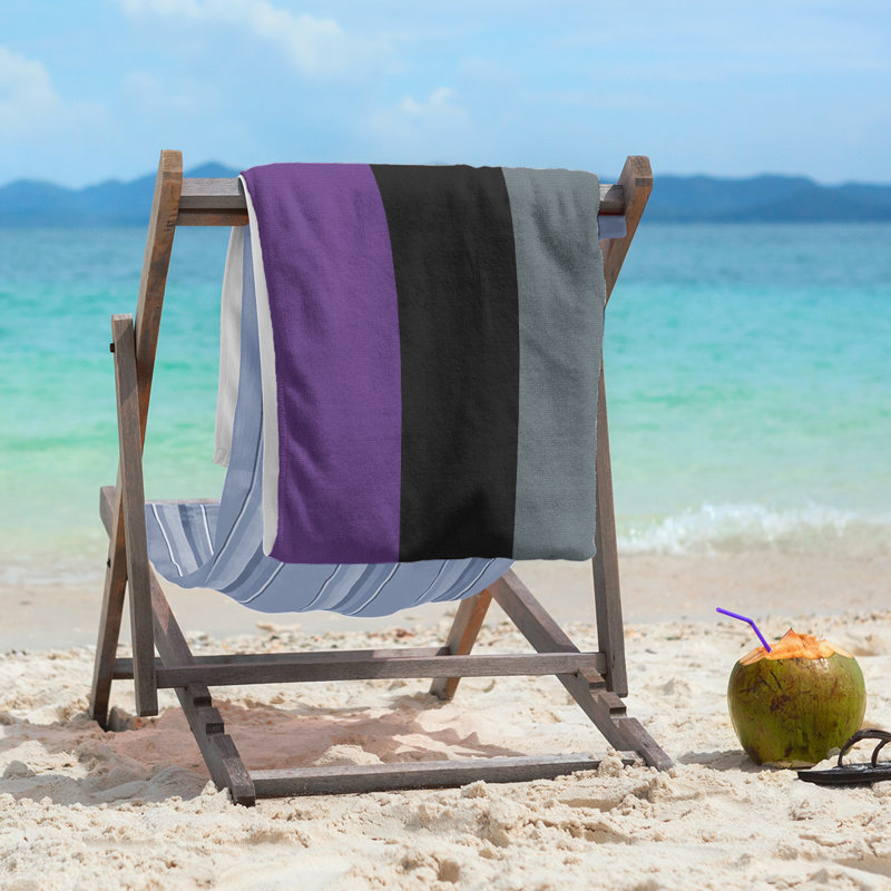 Cotton Blend Lightweight Beach Towel, Purple/Black/Slate Gray