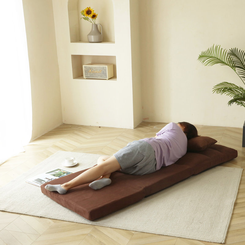 14 - Position Adjustable Triple Fold Down Reclining , 5 Positions, Fabric, Linen Filler, Metal Frame, Pillow, Limited Space Living, Travel Bed, Section Adjustable, Fabric Surface, Apartment Dwellers