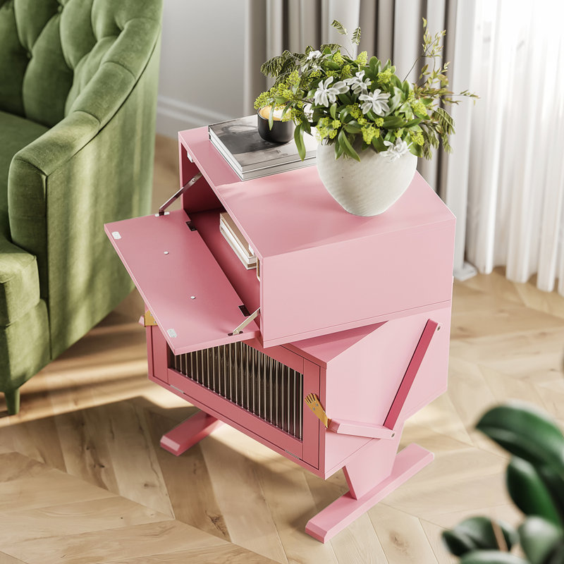 Ensemble de 2 tables de bout robotisées à rotation sur 360 ° Anabelia, Rose