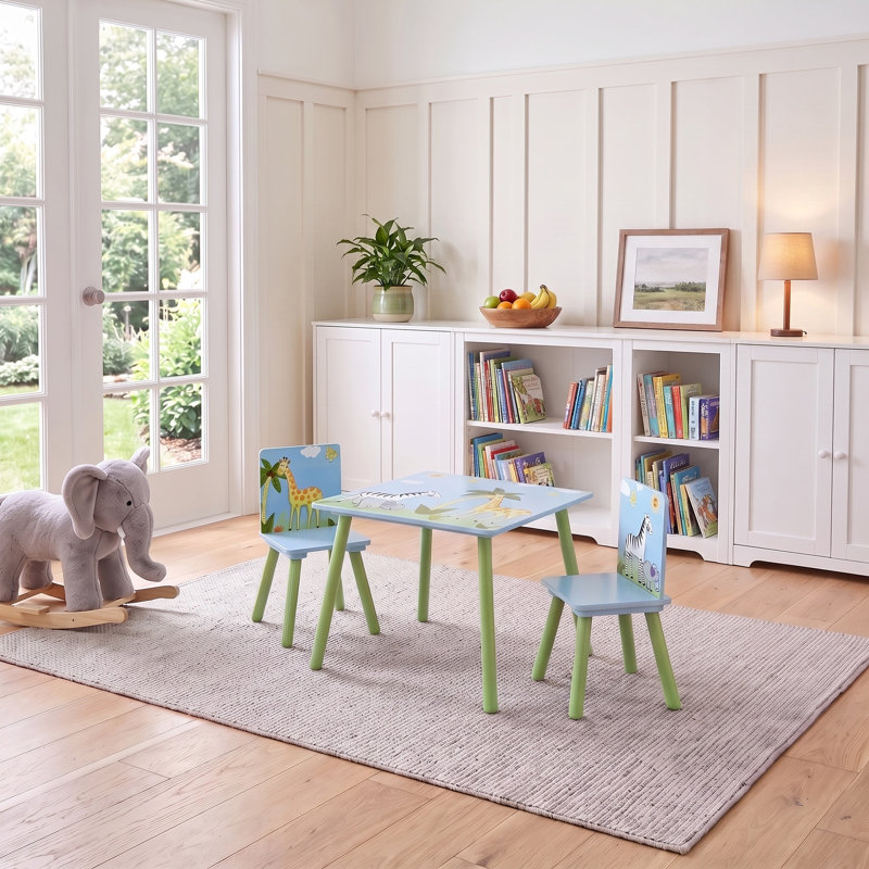 Kids Safari Table and Two Chairs Set