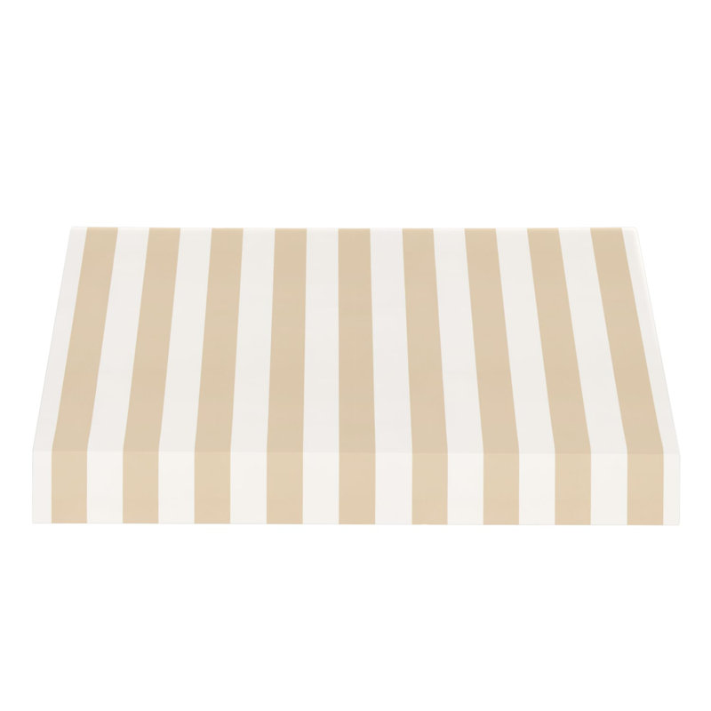 Auvent fixe en tissu acrylique New Yorker Awntech, H 18 po x l 88,5 po x P 36 po, Lin / rayures blanches