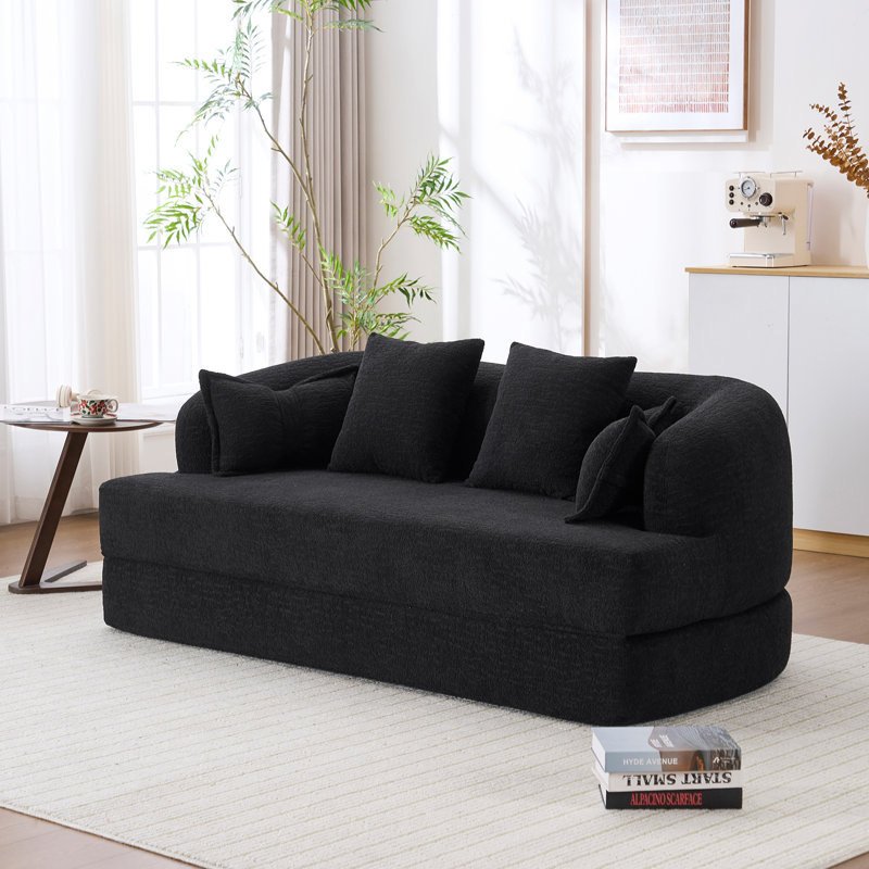 Le canapé-lit pliable 2-en-1 avec support sans ressort et mousse à haute densité se transforme sans effort de la place assise à la surface de couchage pleine grandeur pour les petits espaces.