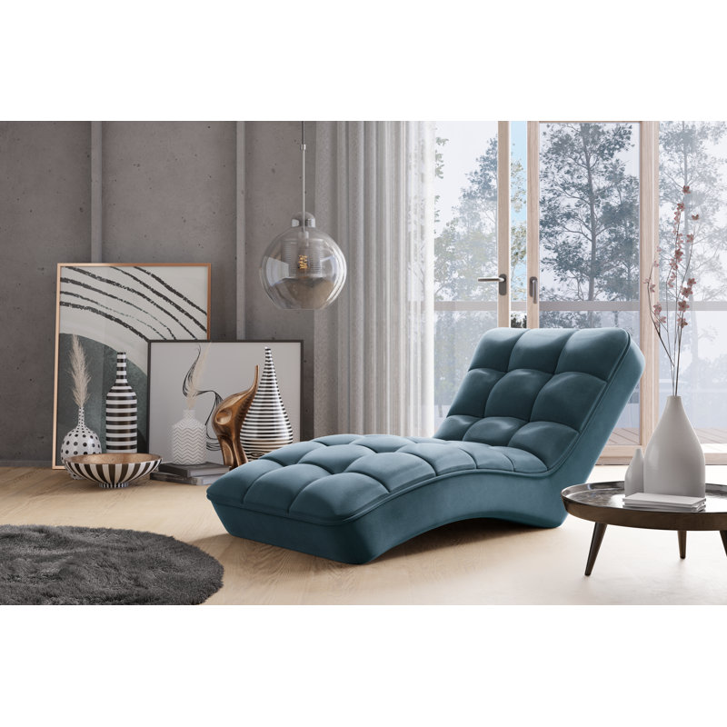 Elle-May Upholstered Chaise Lounge, Blue