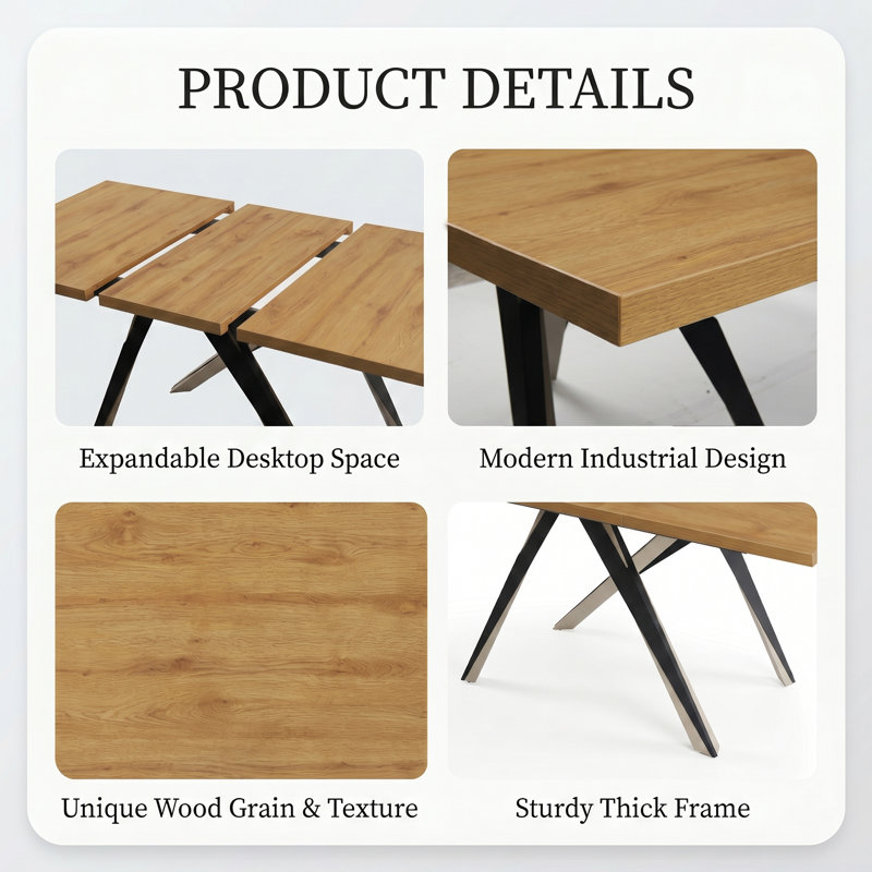 Rectangular Kitchen Dining Table, Modern Extendable Table