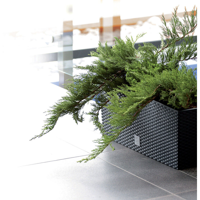 Tall Rectangle Rato Case Medium Rattan Flower Pot Planter Indoor Outdoor Patio, Anthracite