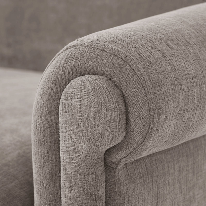 Causeuse 2 places avec accoudoirs roulés Modern, Chenille brun