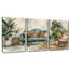 Léopard couché sur un canapé, plante d'intérieur tropicale, impression sur toile 3PC-131381509