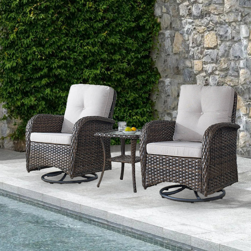 Ensemble de chaises berçantes en rotin et osier Gaetanino, Brun / Beige