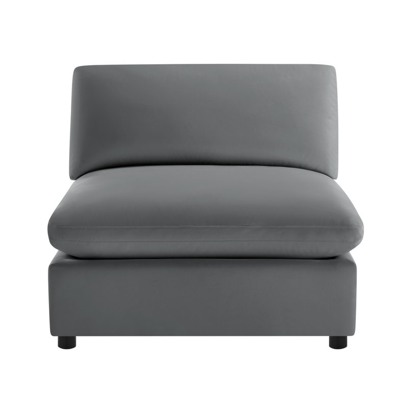 Caylie Armless Slipper Chair  Charcoal, Charcoal, 35.07" H x 40.07" W x 40.07" D