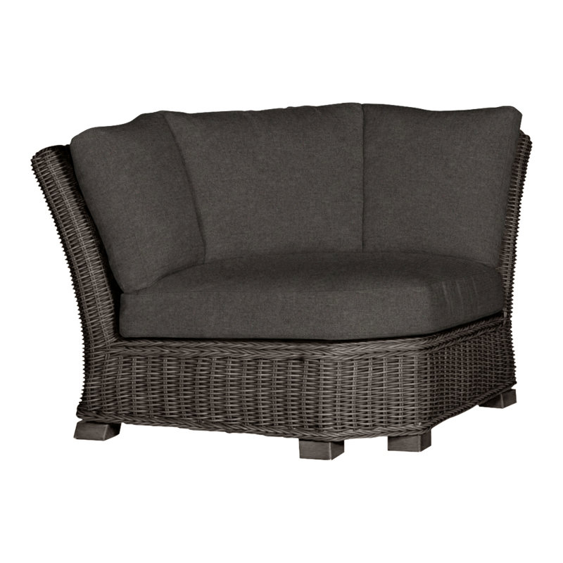 Rustic Woven Sectional Corner, No Welt, Black Walnut, Linen Navy
