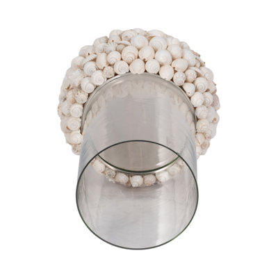 Shell White Cylinder Hurricane Candle Holder