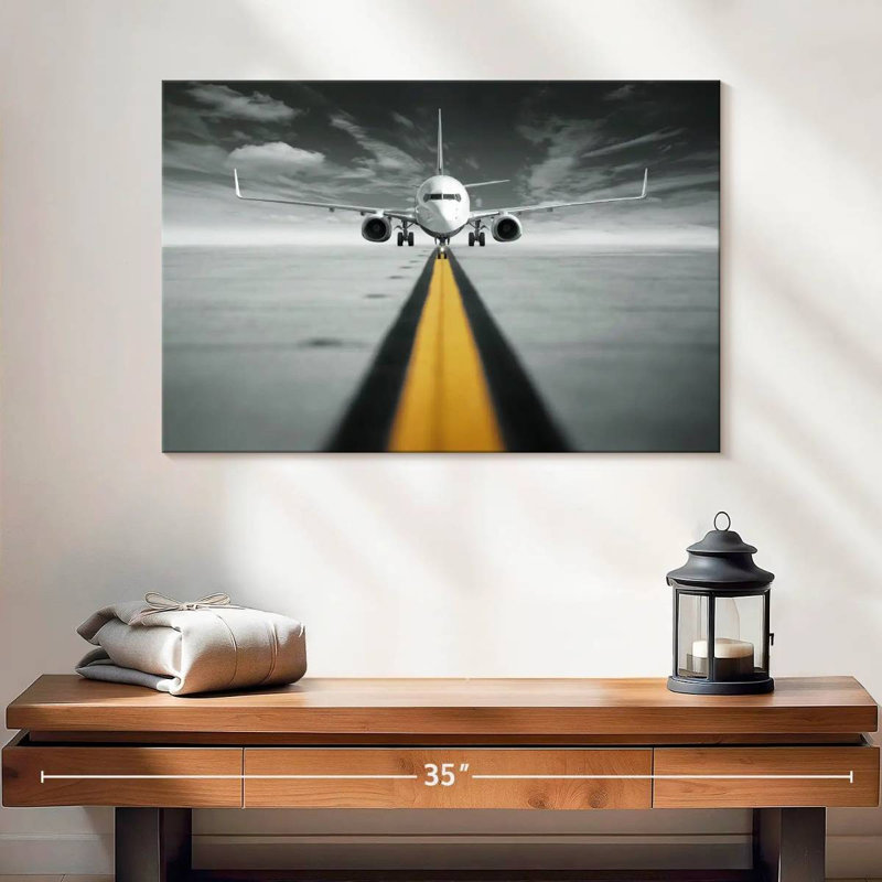 Mehar avion sur la ligne jaune, H 16 po x l 24 po