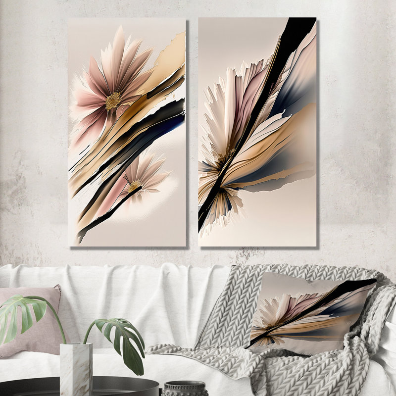 «Daisy Hyperrealistic Flowers», 2 pièces sur toile, H 32 po x l 32 po, Toile tendue