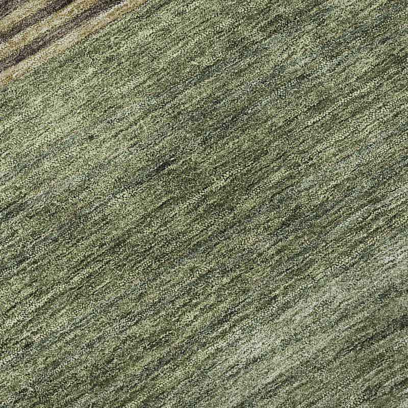 Premium Machine Washable Tweedy Olive Rug, Round 8'
