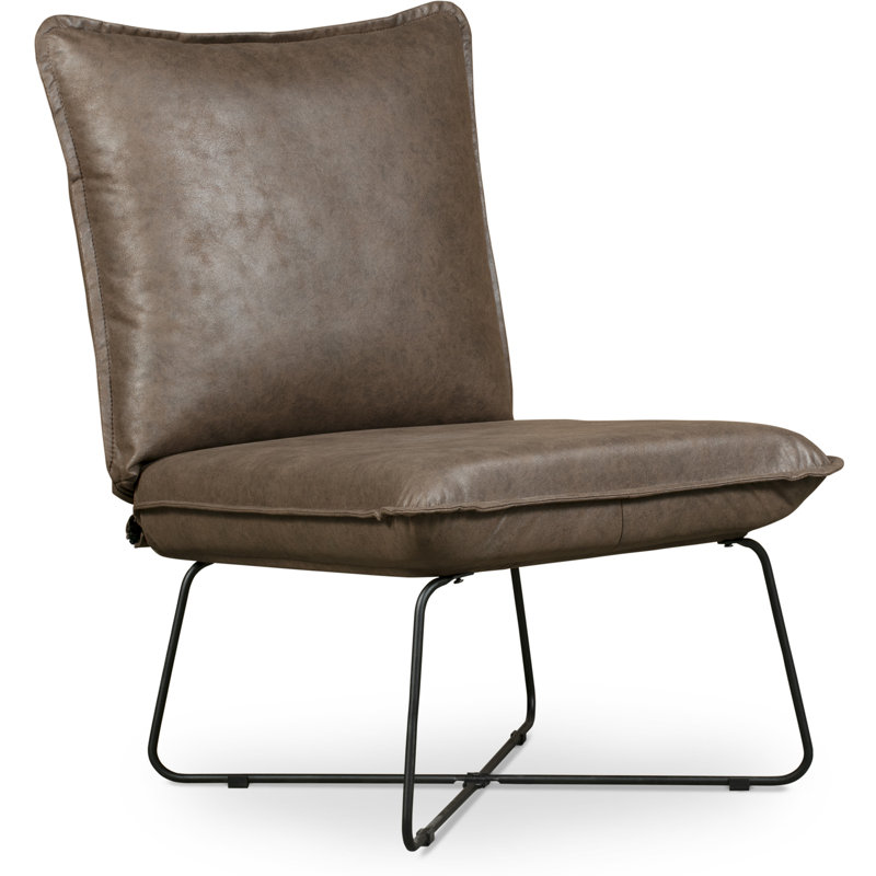 Fauteuil d'appoint sans accoudoirs Tommy Hilfiger Ellington, Imitation polyester brun selle
