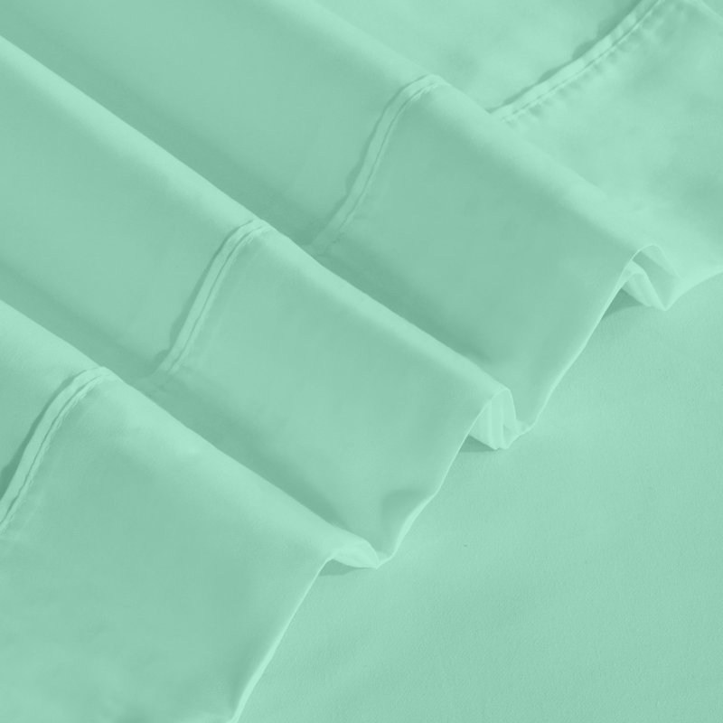 Ensembles de draps 100% microfibre brossée 4 pièces de draps de 16 po, Grand, Vert, Couleur unie