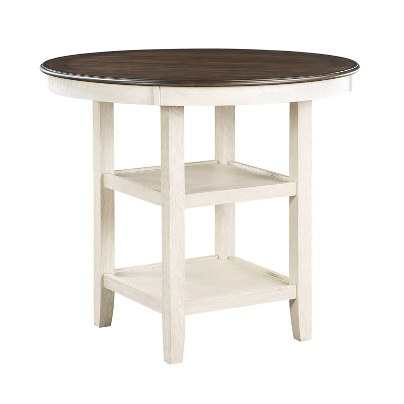 Stylish Counter Height Table With Display Shelves, A Versatile And Functional Piece For Your Home., Brown/White
