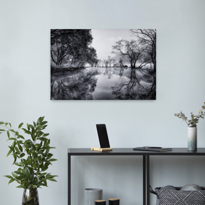 Art contemporain, paysage serein paisible au lever du soleil