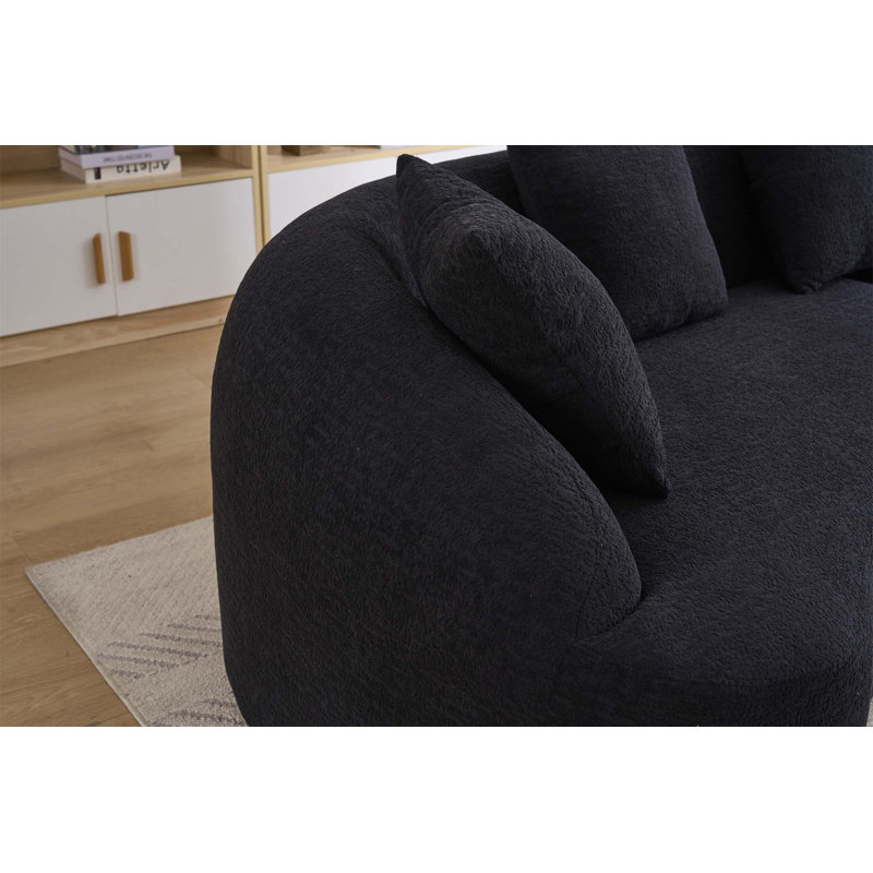 Canapé modulaire incurvé Boneless avec support à haute densité et confort chenille pour le salon ou la chambre à coucher.