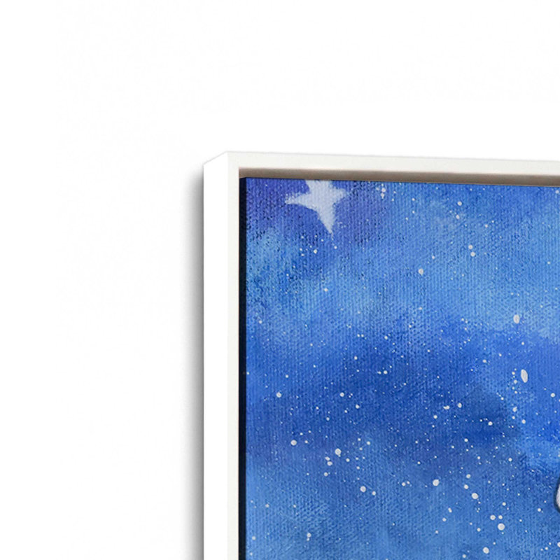 Nuit des lapins aux étoiles, H 20,75 po x l 30,75 po, Toile avec cadre, Blanc opaque