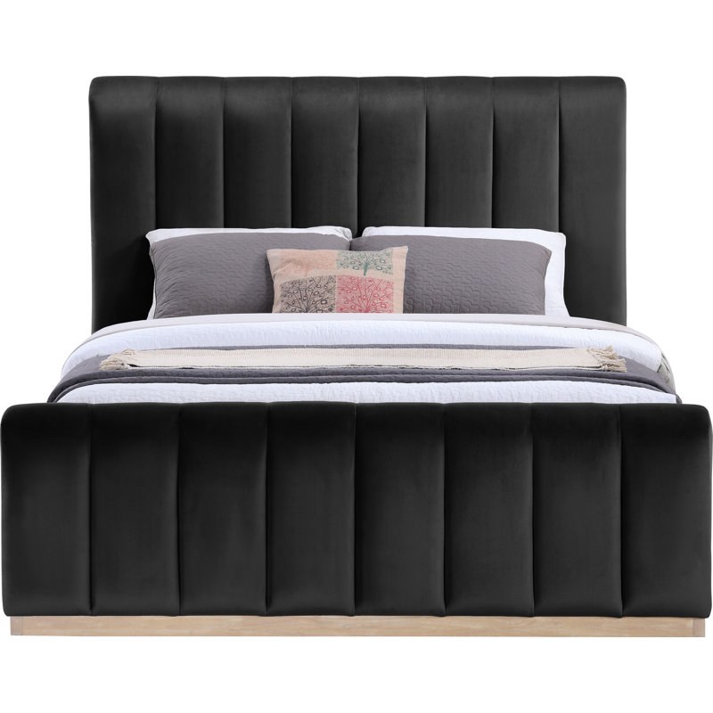 Lit en velours Amara, Grand, Velours noir