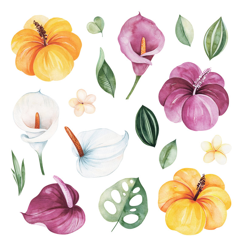 Hibiscus 1 Piece Wrapped Canvas Wall Art, 122cm H x 122cm W x 3.8cm D