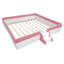 Très grand cadre de lit de jour rembourré avec clôture et escalier (rose et blanc) (ancien SKU: SF000156AAH)-183965271
