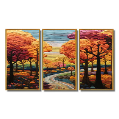 Vibrant Autumn Colour In The Woods - Forest Wall Art Print Set