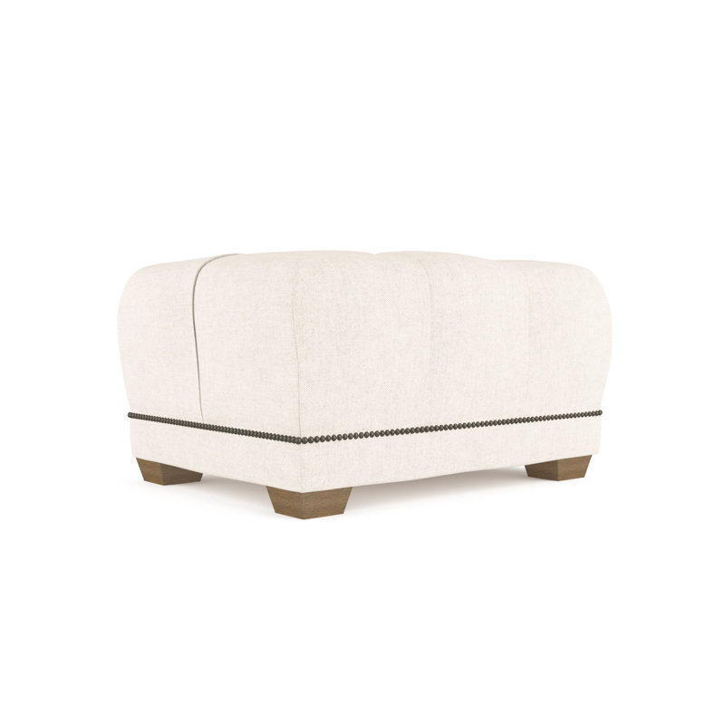 Hudson Ottoman, Plush Velvet Oyster, Weathered